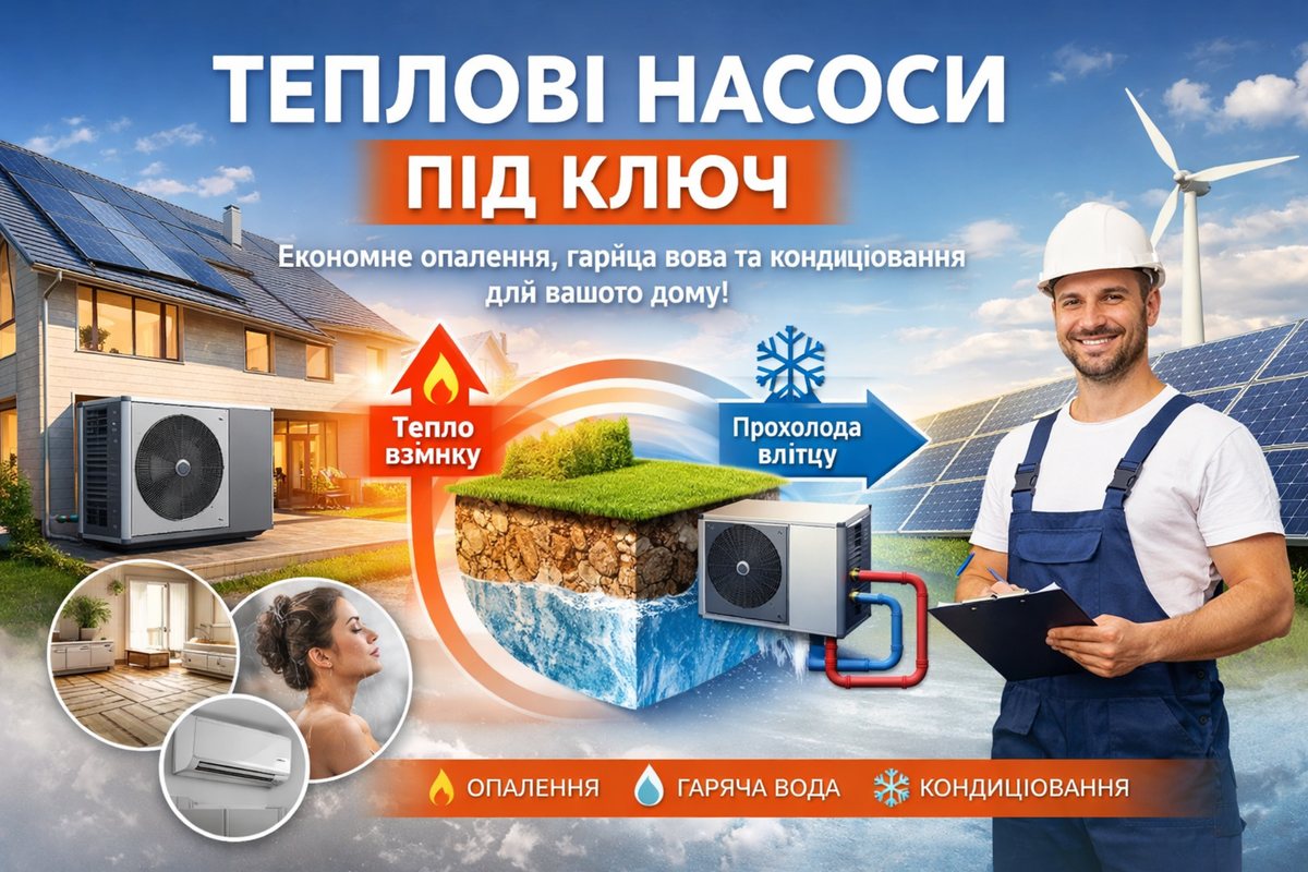 Теплові насоси під ключ — підбір, монтаж, запуск і сервіс